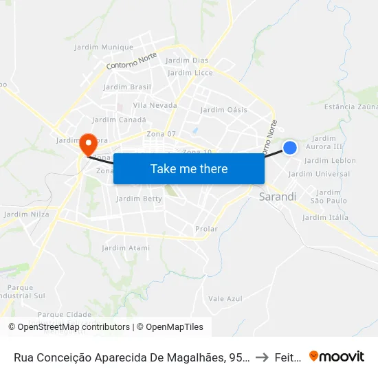 Rua Conceição Aparecida De Magalhães, 952-994 to Feitep map