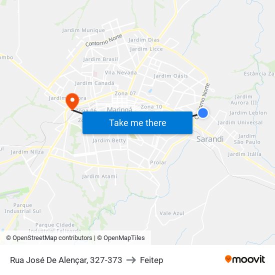 Rua José De Alençar, 327-373 to Feitep map