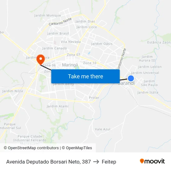 Avenida Deputado Borsari Neto, 387 to Feitep map