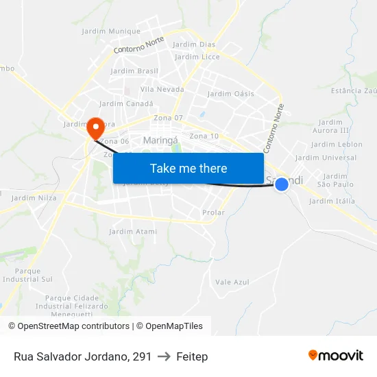 Rua Salvador Jordano, 291 to Feitep map