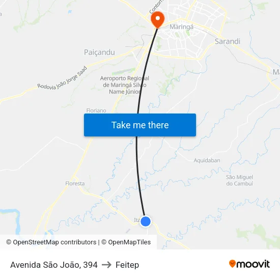 Avenida São João, 394 to Feitep map