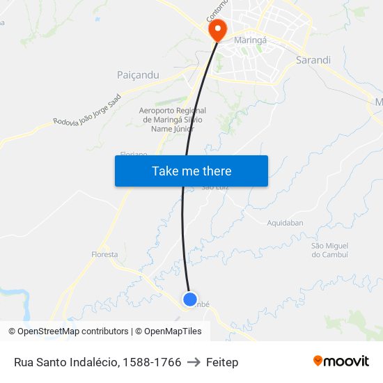 Rua Santo Indalécio, 1588-1766 to Feitep map