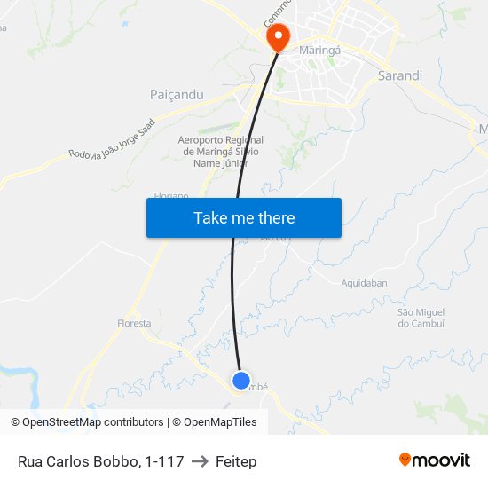 Rua Carlos Bobbo, 1-117 to Feitep map