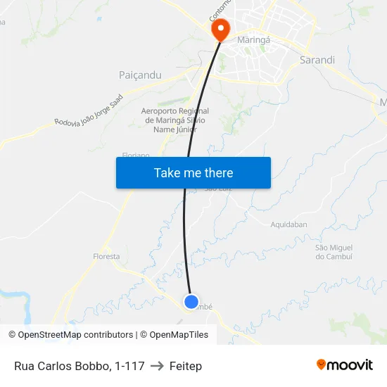Rua Carlos Bobbo, 1-117 to Feitep map