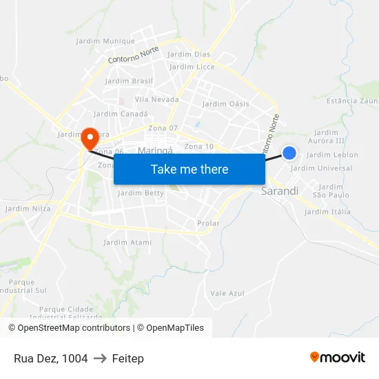 Rua Dez, 1004 to Feitep map