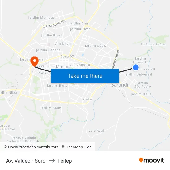 Av. Valdecir Sordi to Feitep map
