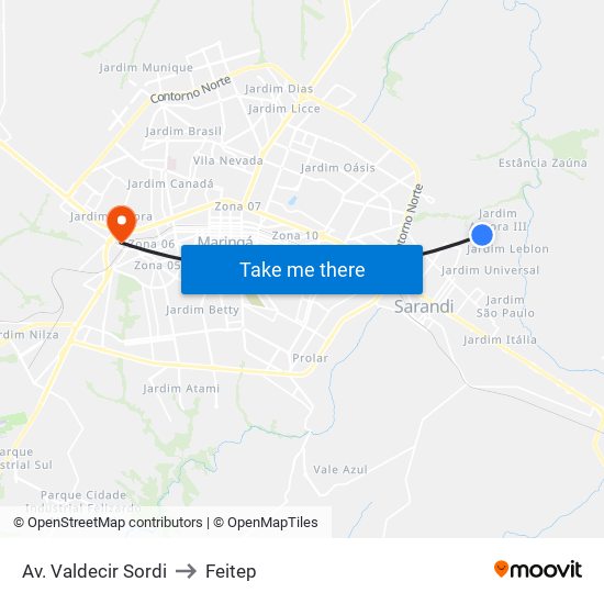 Av. Valdecir Sordi to Feitep map