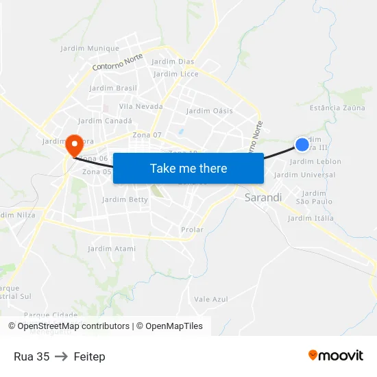 Rua 35 to Feitep map
