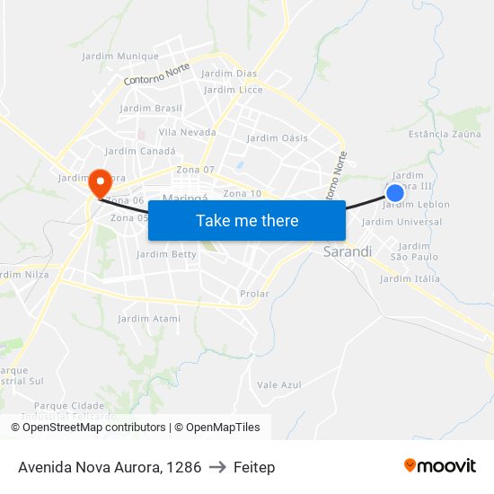 Avenida Nova Aurora, 1286 to Feitep map