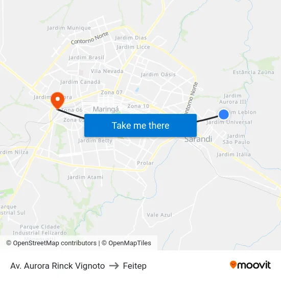 Av. Aurora Rinck Vignoto to Feitep map