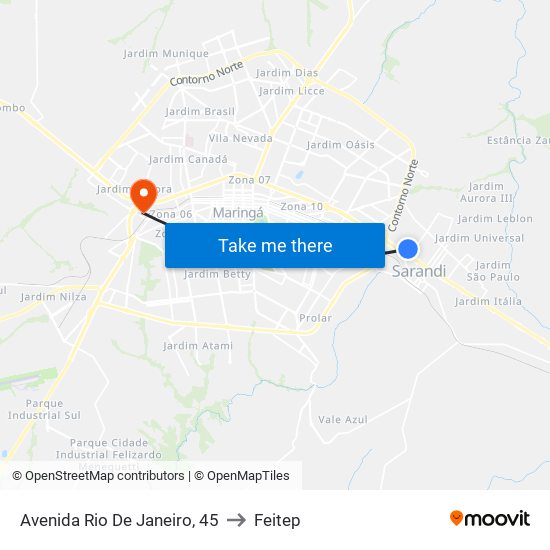 Avenida Rio De Janeiro, 45 to Feitep map