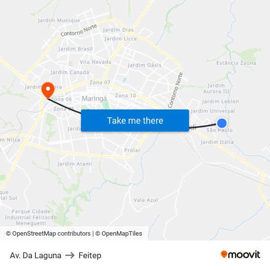 Av. Da Laguna to Feitep map