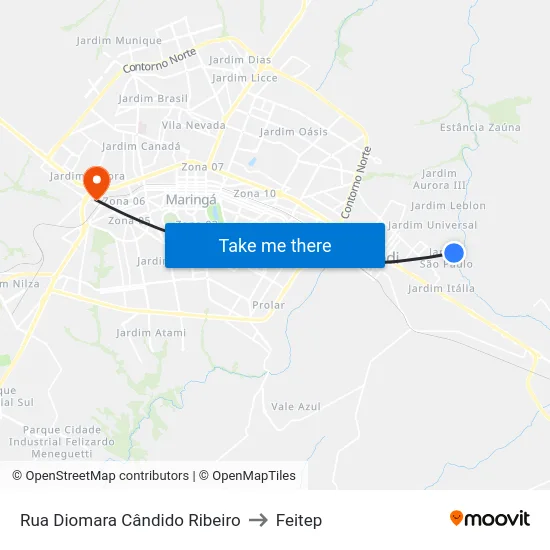 Rua Diomara Cândido Ribeiro to Feitep map