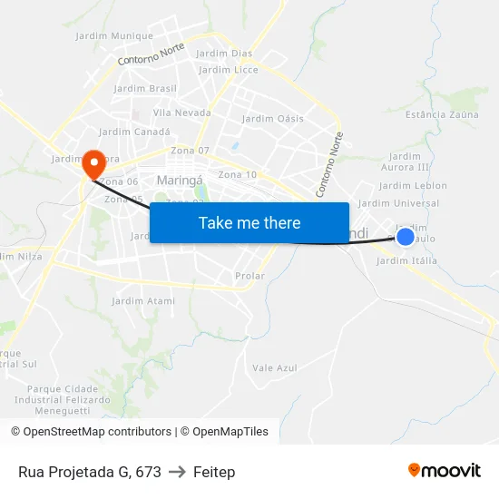 Rua Projetada G, 673 to Feitep map