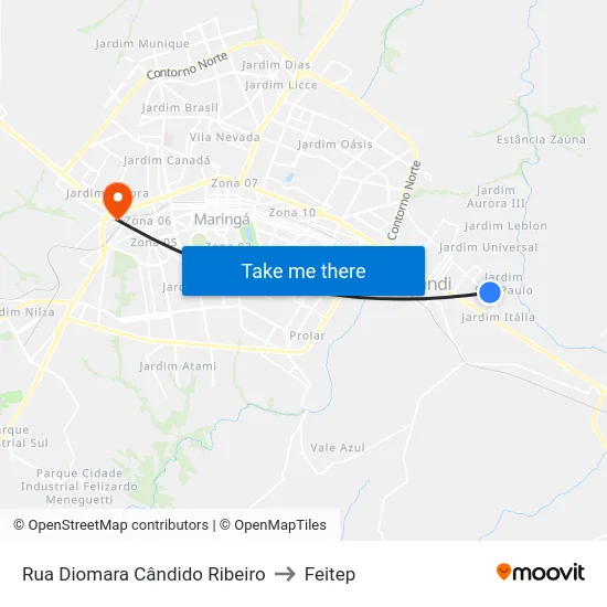 Rua Diomara Cândido Ribeiro to Feitep map