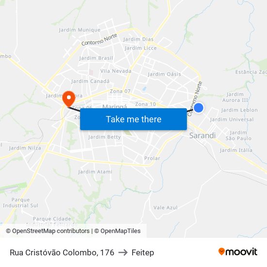 Rua Cristóvão Colombo, 176 to Feitep map