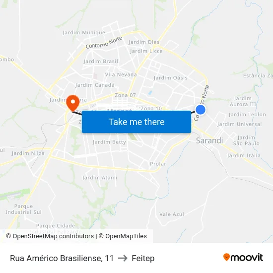 Rua Américo Brasiliense, 11 to Feitep map