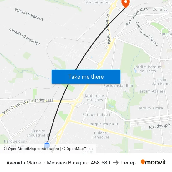Avenida Marcelo Messias Busiquia, 458-580 to Feitep map