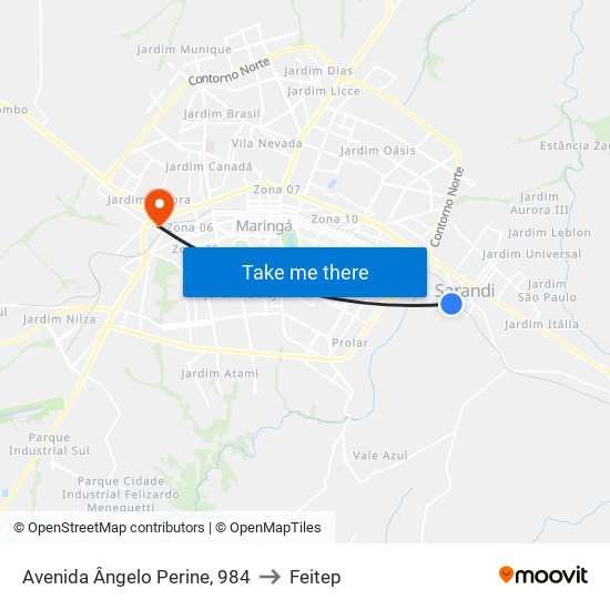 Avenida Ângelo Perine, 984 to Feitep map