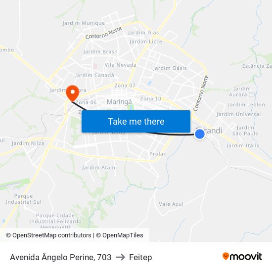 Avenida Ângelo Perine, 703 to Feitep map