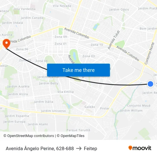 Avenida Ângelo Perine, 628-688 to Feitep map