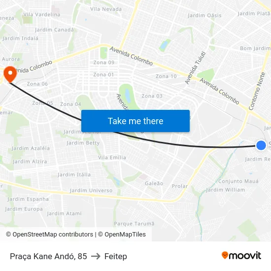 Praça Kane Andó, 85 to Feitep map