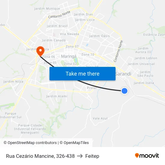 Rua Cezário Mancine, 326-438 to Feitep map