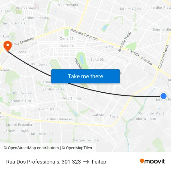 Rua Dos Professionals, 301-323 to Feitep map