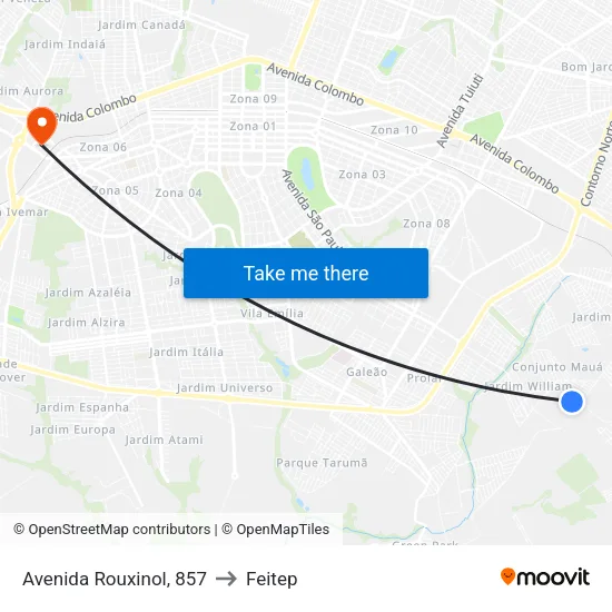 Avenida Rouxinol, 857 to Feitep map