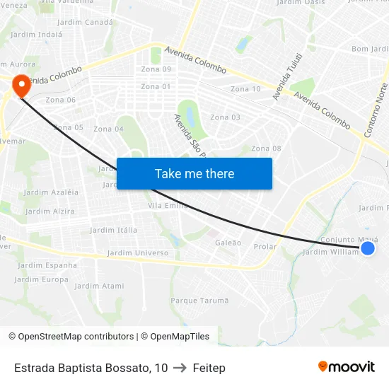 Estrada Baptista Bossato, 10 to Feitep map