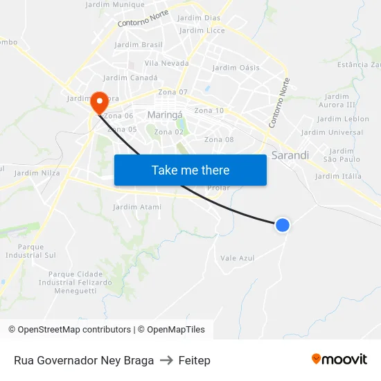 Rua Governador Ney Braga to Feitep map
