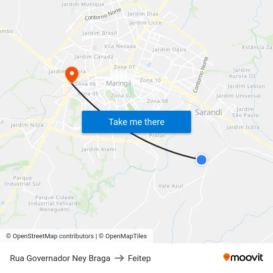 Rua Governador Ney Braga to Feitep map
