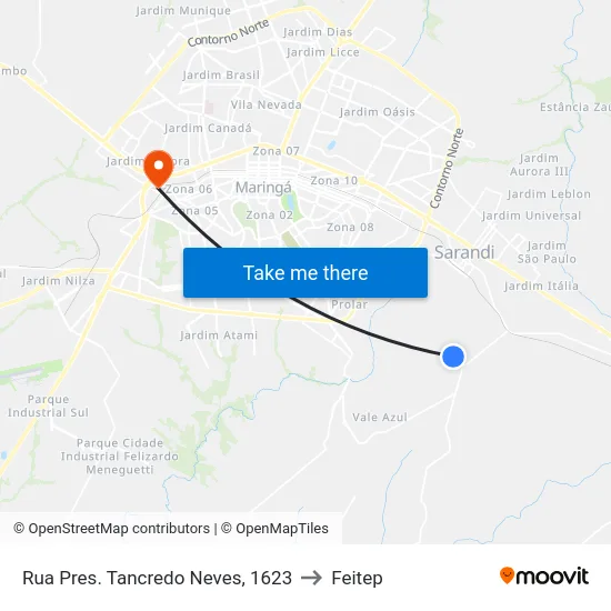 Rua Pres. Tancredo Neves, 1623 to Feitep map