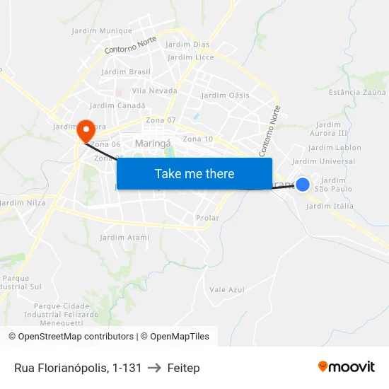 Rua Florianópolis, 1-131 to Feitep map