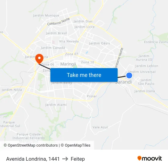 Avenida Londrina, 1441 to Feitep map