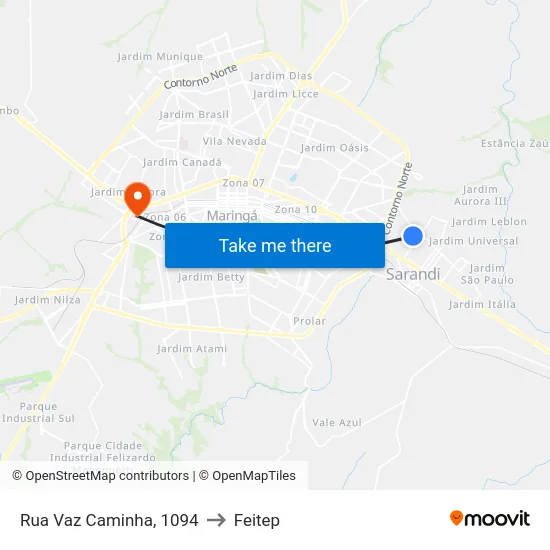 Rua Vaz Caminha, 1094 to Feitep map