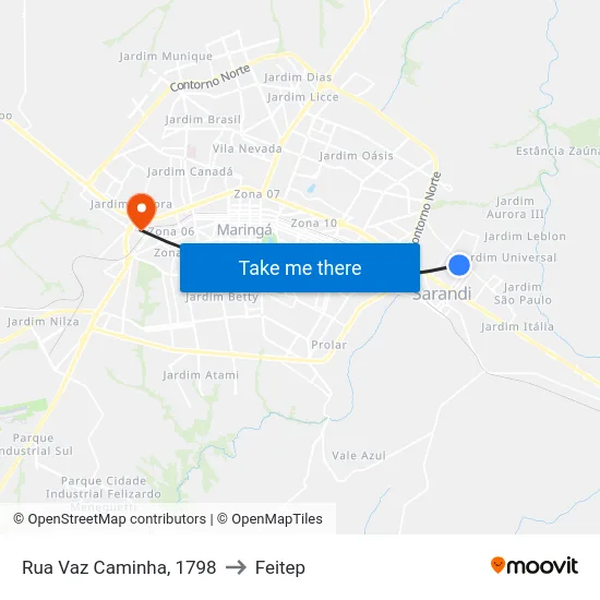 Rua Vaz Caminha, 1798 to Feitep map