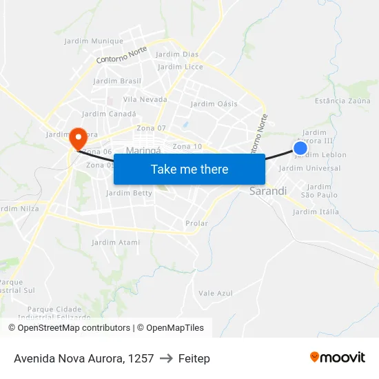 Avenida Nova Aurora, 1257 to Feitep map