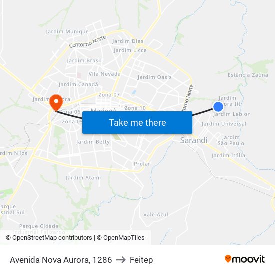 Avenida Nova Aurora, 1286 to Feitep map