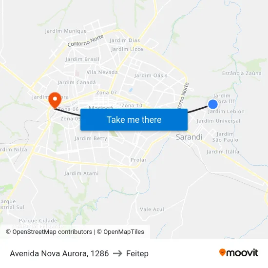 Avenida Nova Aurora, 1286 to Feitep map