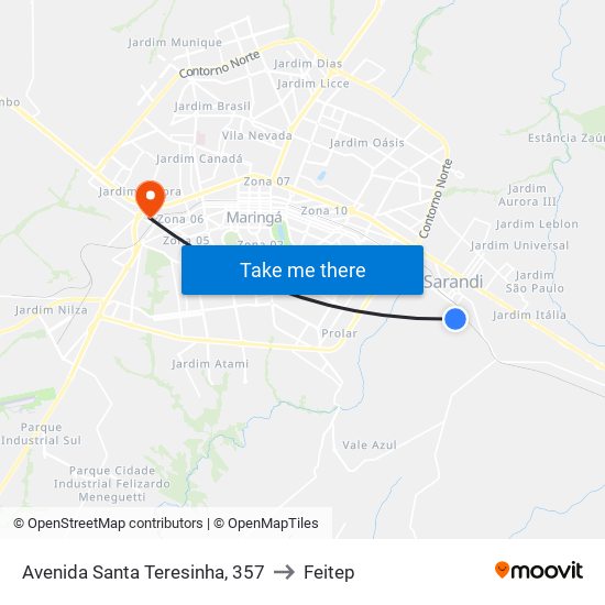 Avenida Santa Teresinha, 357 to Feitep map