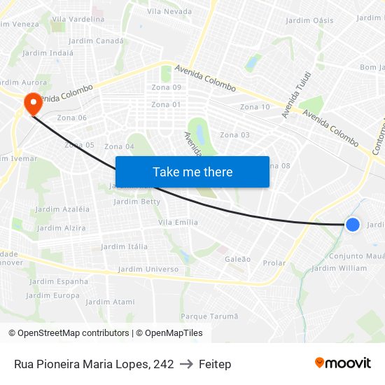 Rua Pioneira Maria Lopes, 242 to Feitep map
