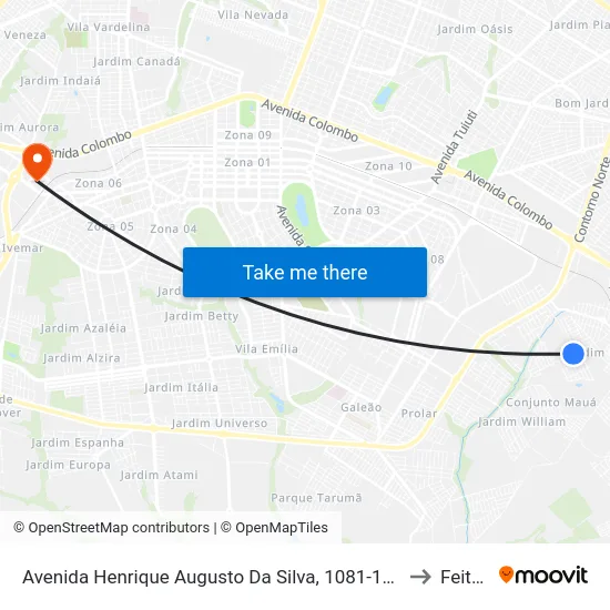 Avenida Henrique Augusto Da Silva, 1081-1103 to Feitep map