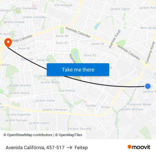 Avenida Califórnia, 457-517 to Feitep map
