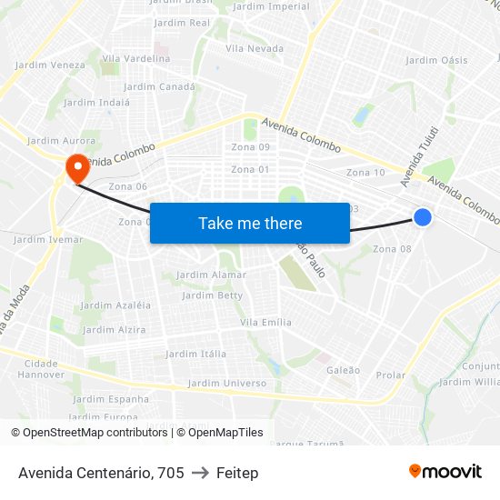 Avenida Centenário, 705 to Feitep map