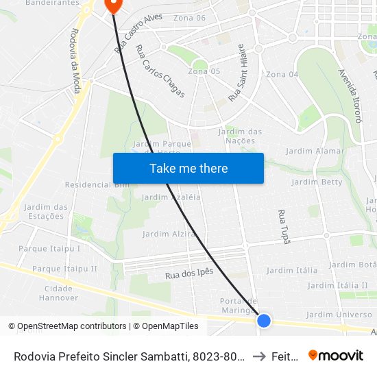 Rodovia Prefeito Sincler Sambatti, 8023-8099 to Feitep map