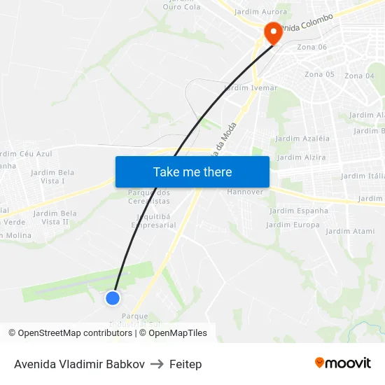 Avenida Vladimir Babkov to Feitep map