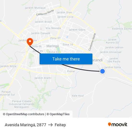 Avenida Maringá, 2877 to Feitep map