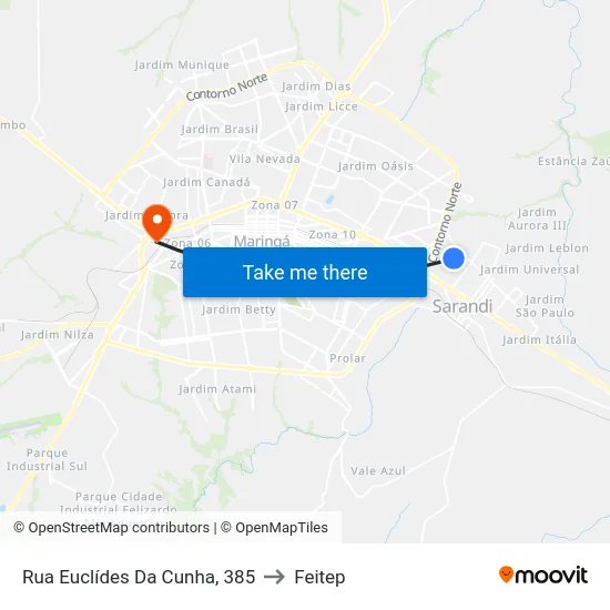 Rua Euclídes Da Cunha, 385 to Feitep map
