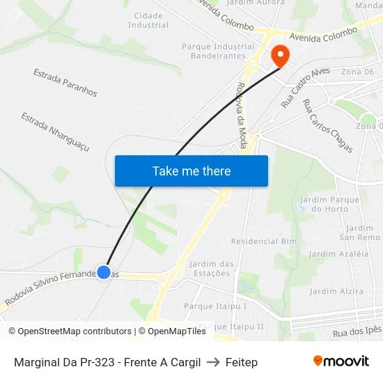 Marginal Da Pr-323 - Frente A Cargil to Feitep map